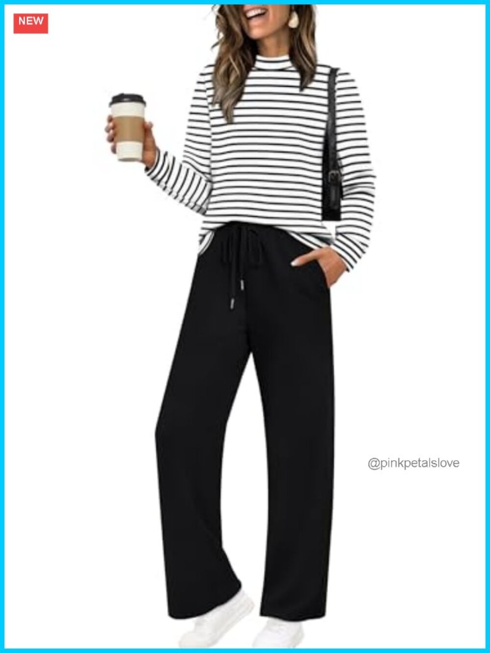 Women's Two Piece Set Mock Neck Long Sleeve Wide Leg Pants Loungewear